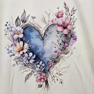 Blue Heart Floral Graphic Tee